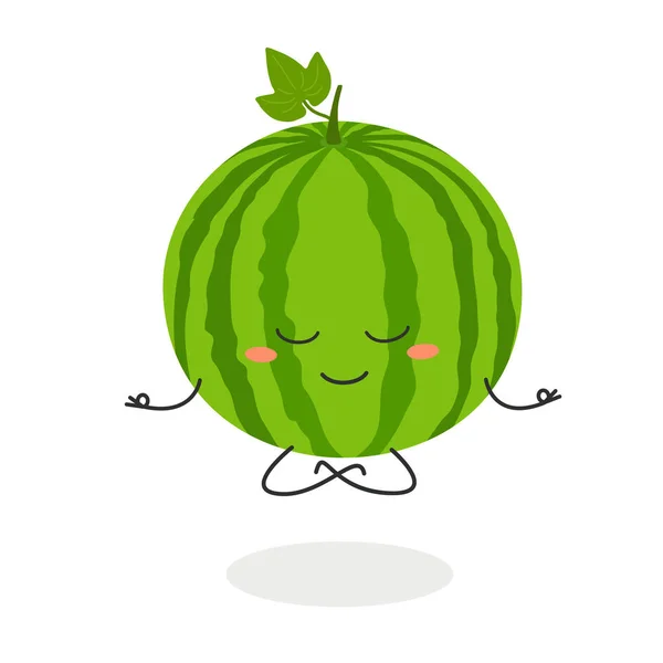 Meditasi semangka kartun - Stok Vektor