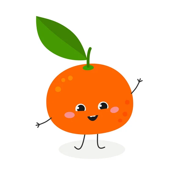 Ilustración vectorial de alegre mandarina de dibujos animados — Vector de stock
