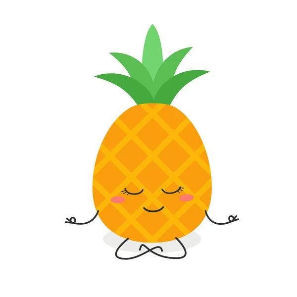 Meditación de piña de dibujos animados — Vector de stock