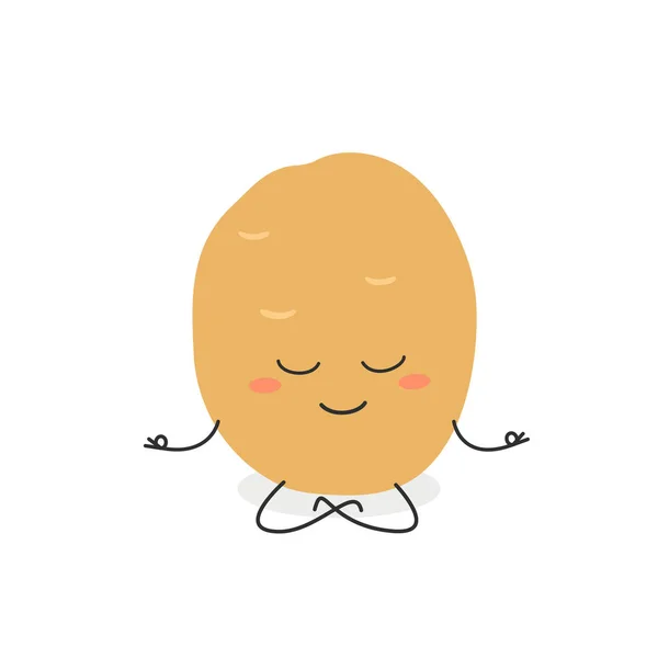 Meditación de patata de dibujos animados — Vector de stock