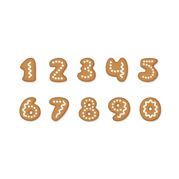 Set vettoriale di biscotti di pan di zenzero numeri — Vettoriale Stock