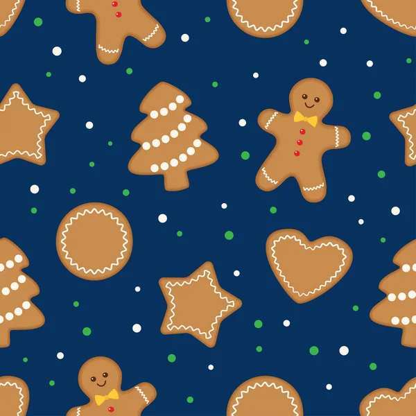 Sfondo senza cuciture con biscotti di Natale di pan di zenzero — Vettoriale Stock