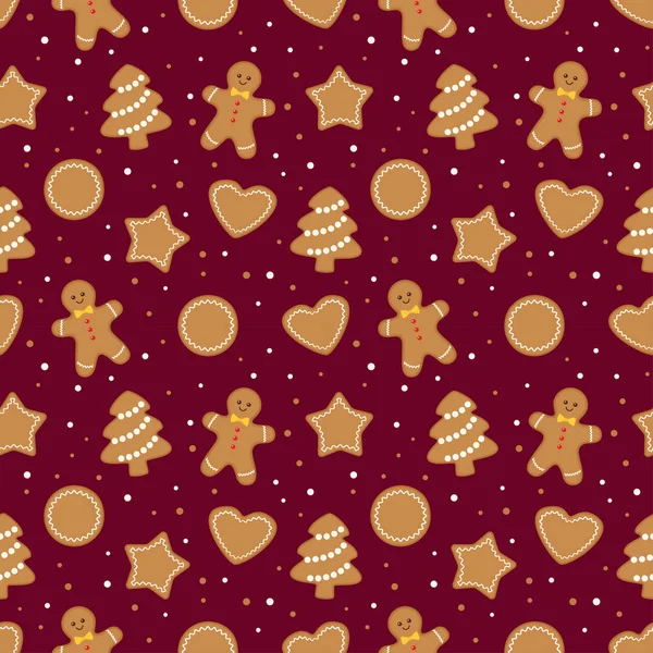Modello Natale senza cuciture con biscotti di pan di zenzero — Vettoriale Stock