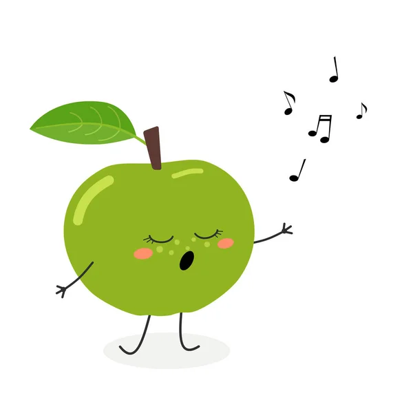 有趣的卡通苹果歌手 — 图库矢量图片