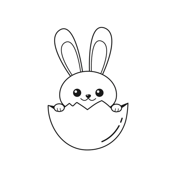 Aperçu du lapin de Pâques à l'intérieur de l'oeuf — Image vectorielle