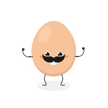 Komik bıyıklı yumurta vektör çizim