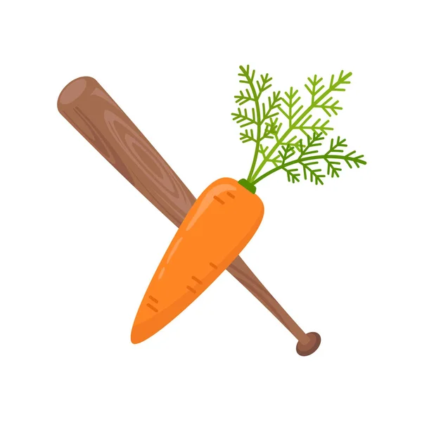 Metáfora de motivación de zanahoria y bate de béisbol — Vector de stock