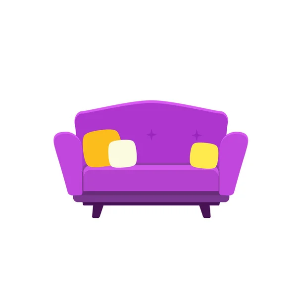 Vector illustratie van kleine sofa met kussens — Stockvector