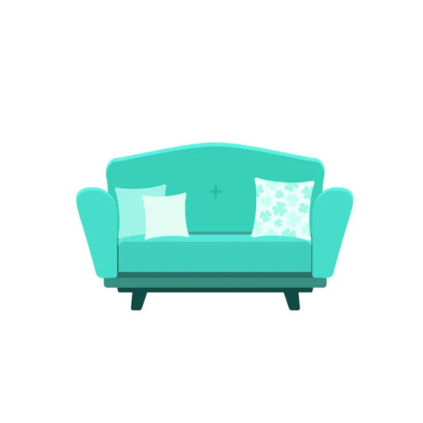 Illustrazione vettoriale di divano carino con cuscini — Vettoriale Stock