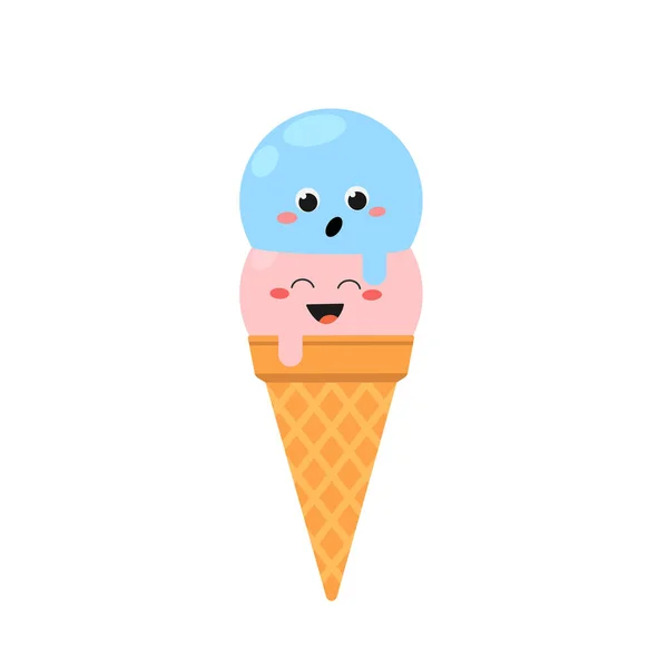 Personagens engraçados de sorvete derretendo — Vetor de Stock