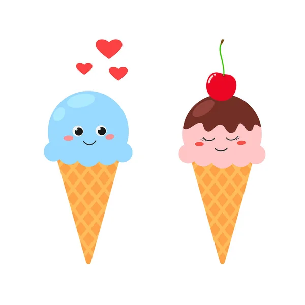 Lindo helado de dibujos animados en el amor — Archivo Imágenes Vectoriales