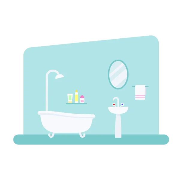 Intérieur de salle de bain en illustration vectorielle de style plat — Image vectorielle