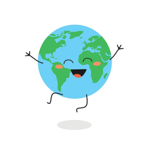 Felice cartone animato Terra pianeta personaggio vettoriale illustrazione — Vettoriale Stock