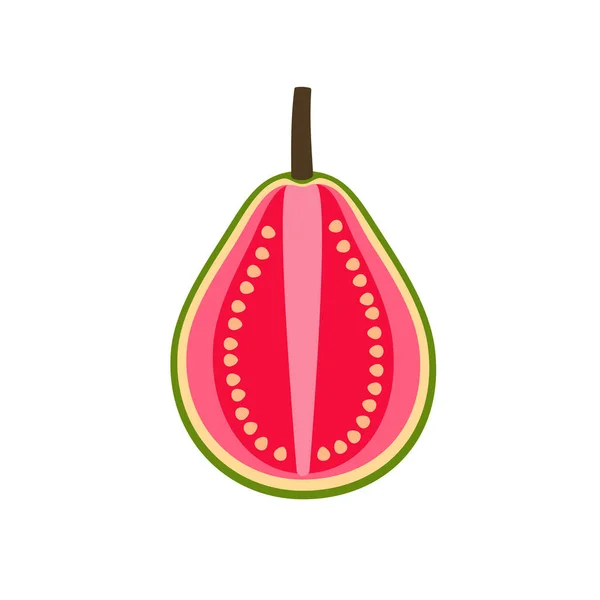 Guava félbevágott gyümölcs lapos kivitelben — Stock Vector