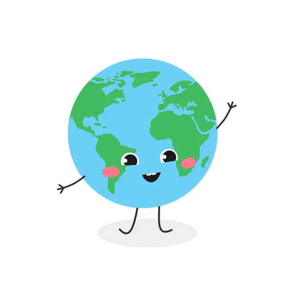 Bonito desenho animado globo personagem cumprimentando mão acenando — Vetor de Stock