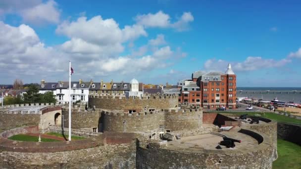 Aerial view of Deal castle, Deal, Kent, UK — Stock Video