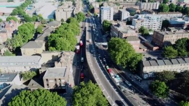 Bricklayers Arms Roundabout Flyover Bermondsey Tower Bridge Road ve Old Kent Road, Elephant and Castle, London Bridge, Borough, Londra, Uk havadan görünümü