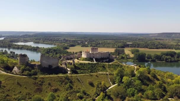 Chateau Gaillard kalesi, Les Andelys, Normandiya, Fransa — Stok video