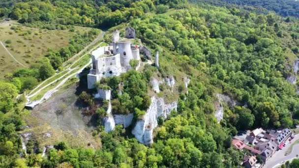 Castelo Chateau Gaillard, Les Andelys, Normandia, França — Vídeo de Stock
