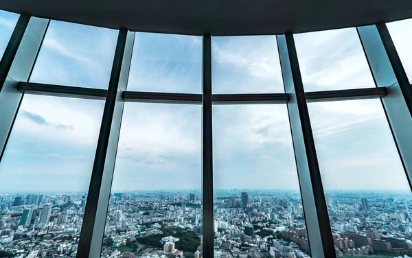 İnsanlar siluet gözlem güverte içinde. Tokyo, Japonya.
