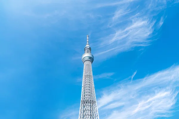 2018年6月22日 东京天空树和蓝天 东京天空树是东京著名的地标之一 它是世界上最高的结构 当建造 — 图库照片