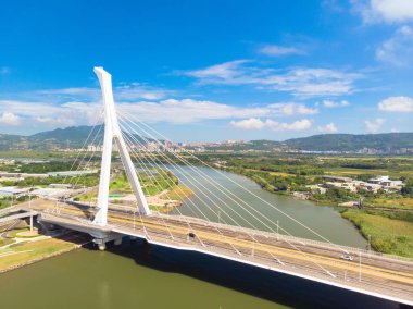 Shezi Köprüsü - Taipei, Tayvan landmark güzel aydınlatmalı day, hava Fotoğrafçılık Taipei, Tayvan.