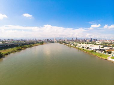 Shezi Köprüsü - Taipei, Tayvan landmark güzel aydınlatmalı day, hava Fotoğrafçılık Taipei, Tayvan.