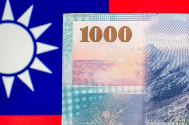 Taiwan currency notes , Taiwan currency on Taiwan flag. clipart