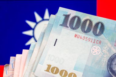 Taiwan currency notes , Taiwan currency on Taiwan flag. clipart