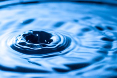 Su damlası bardağa damlıyor mavi renkli