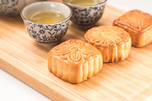 Mid-Autumn Festival moon cake on white background