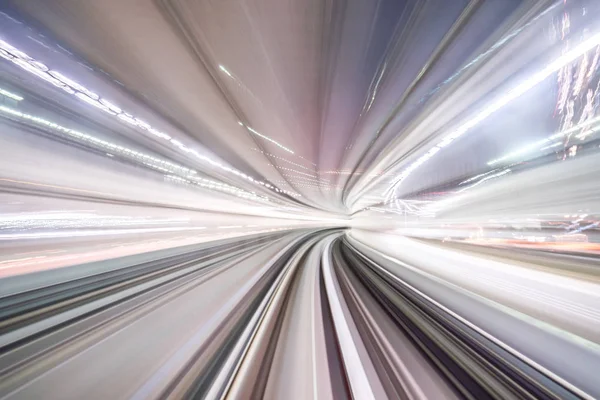 Hareket Bulanıklığı Tren Tünel Tokyo Japonya Gün Işığı Alan Içinde — Stok fotoğraf