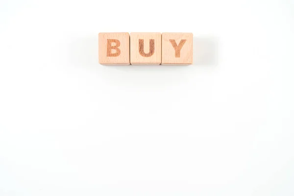 "BUY" wooden blocks of business concept isolated on white backgr — Stock Photo, Image
