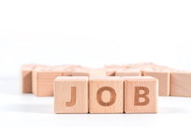 Beyaz backgro izole iş kavramı İşler ahşap bloklar