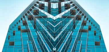 çelik Tiffany mavi g için alt panoramik ve perspektif görünümü