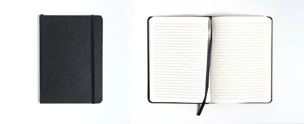 Kırpma yolu ile beyaz arka plan üzerinde siyah not defteri — Stok fotoğraf