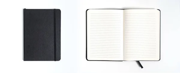 Zwart notitieboekje op witte achtergrond met uitknippad — Stockfoto