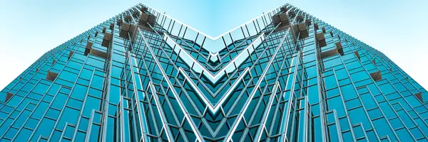 Onderkant panoramisch en perspectief uitzicht op staal Tiffany Blue g — Stockfoto