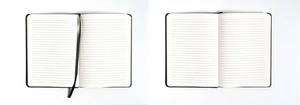 Schwarzes Notizbuch auf weißem Hintergrund mit Clipping-Pfad — Stockfoto