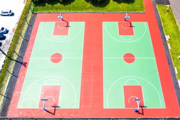 Top View, Bird eye view Basketball courts. Public Basketball cou — Stock Photo, Image