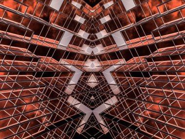 Çelik cam, yüksek katlı gökdelenler ve başarılı endüstriyel mimari iş konseptine panoramik ve perspektif bakış