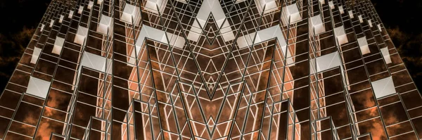 Underside Panoramic Perspective View Steel Glass High Rise Building Skyscrapers — Stock Photo, Image