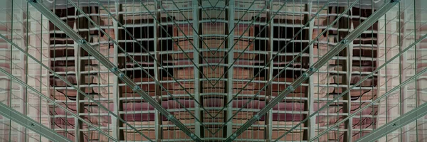 Unterseite Panoramischer Und Perspektivischer Blick Auf Stahlglashochhäuser Wolkenkratzer Geschäftskonzept Erfolgreicher — Stockfoto