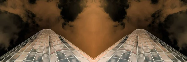 Панорамный Вид Высотные Небоскребы Стального Стекла Бизнес Концепция Успешной Промышленной — стоковое фото