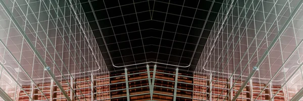 Spodní Panoramatický Perspektivový Pohled Ocelové Sklo Vysoké Budovy Mrakodrapy Obchodní — Stock fotografie