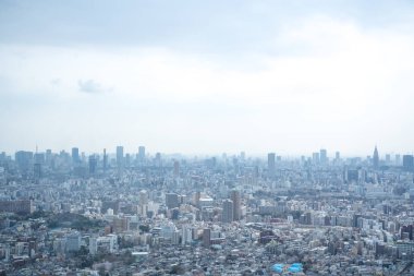 Tokyo, Japonya - 28 Mart 2019: Tokyo, Japonya 'da Ikebukuro' nun panoramik modern şehir gökyüzü manzaralı emlak ve şirket inşaatı için Asya iş konsepti