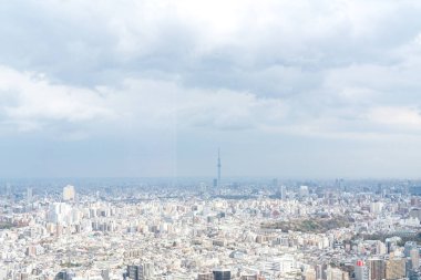Tokyo, Japonya - 28 Mart 2019: Tokyo, Japonya 'da Ikebukuro' nun panoramik modern şehir gökyüzü manzaralı emlak ve şirket inşaatı için Asya iş konsepti
