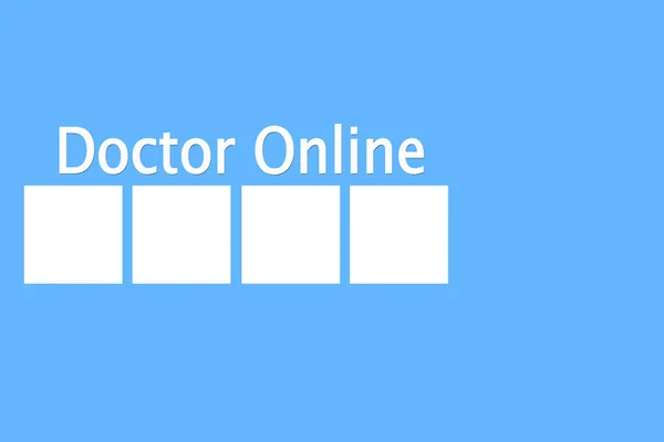 Online doktor. Mavi bir arka plan üzerinde metin şablonu.