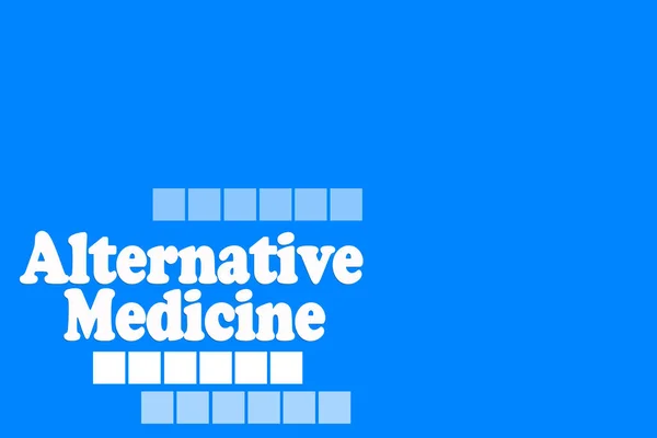 Medycyna alternatywna. tekst na niebieskim tle — Zdjęcie stockowe