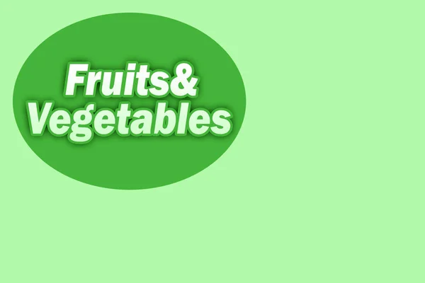 Text vegetables and fruits. Vegetable shop. fruit shop. Signboard for the store. Green background for the store — Stock Photo, Image